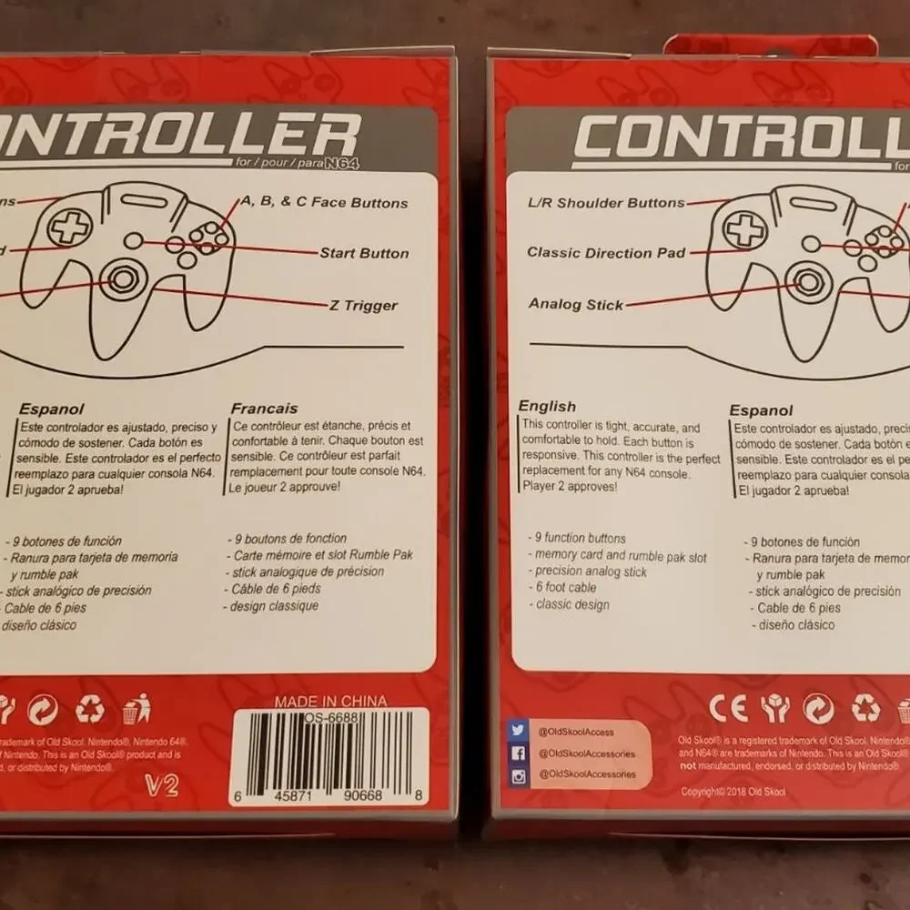2 N64 Controllers - Atomic Purple & Blue (NEW) - Nintendo64 - Nintendo Old Skool